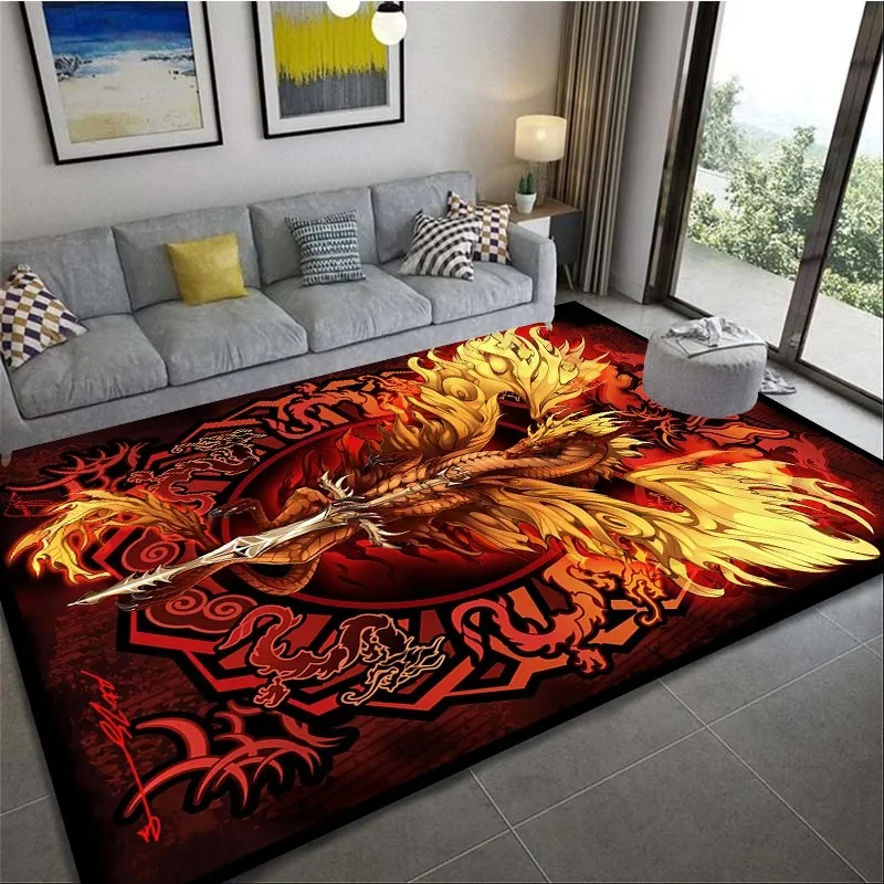 Red Chinese Dragon Carpet Living Room Large Floor Mat Anti-slip Coffee Tables Sofa Area Decoraion Foot Mats Door Rug for Home