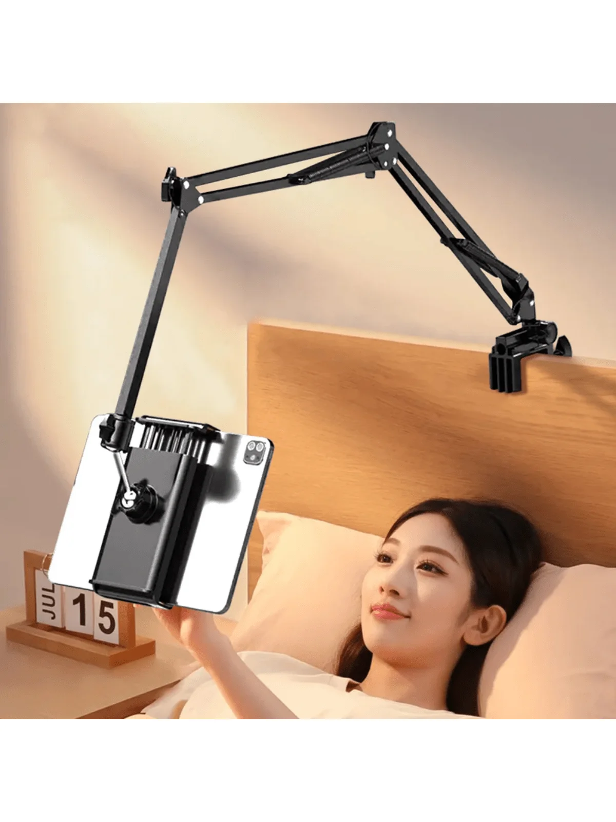

Bed Phone Holder with 95cm Extendable Arm 360° Rotating Tablet Stand for Bed Strong Clamp Mount for iPhone iPad 4.7-12.9 Inch No