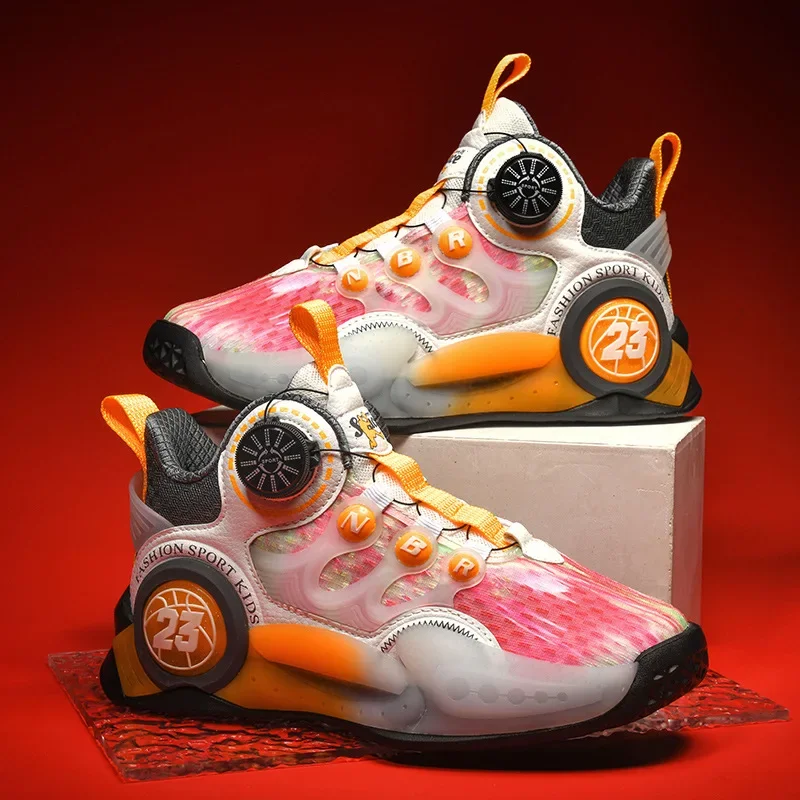 

Модная спортивная обувь для мальчиков Новинка весна-лето 2024 дышащая Нескользящая универсальная детская Баскетбольная обувь для мальчиков