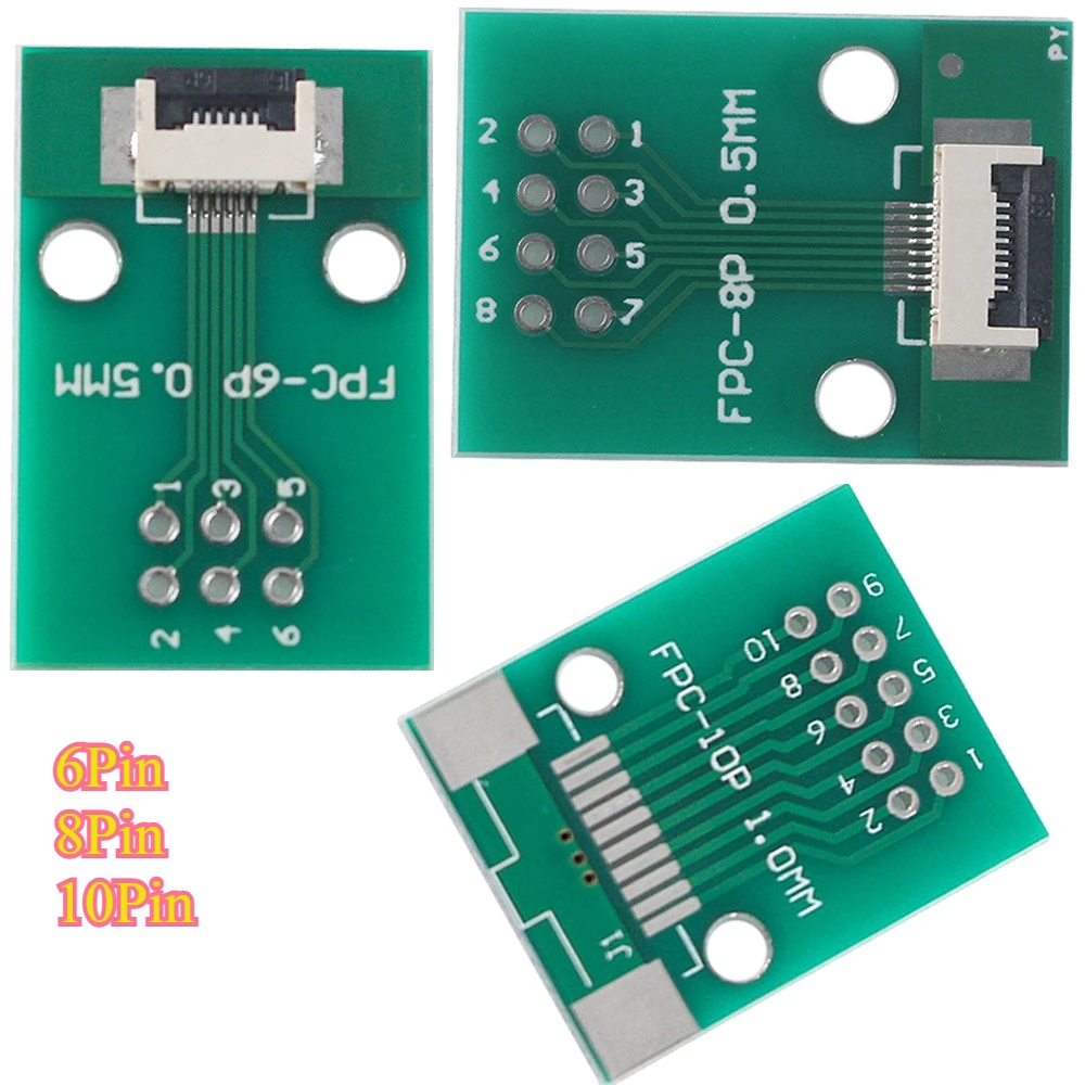 5PCS FPC FFC Flexible Flat Cable Welded Board Adapter PCB Board 0.5mm Pitch Connector SMT To 2.54mm Hole 6P/8P/10P/12P/20P