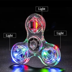 Fidget Spinner Glow in the Dark Adult Toy Anti Stress Led Tri-Spinner Autism Luminous Spinners Kinetic Gyroscope for Children