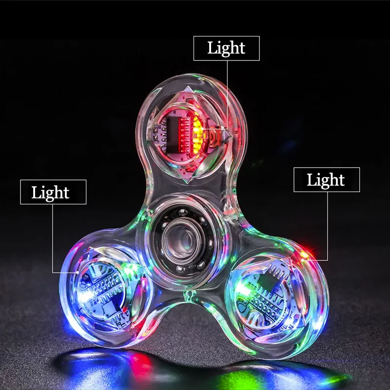 Fidget Spinner Glow in the Dark Adult Toy Anti Stress Led Tri-Spinner Autism Luminous Spinners Kinetic Gyroscope for Children