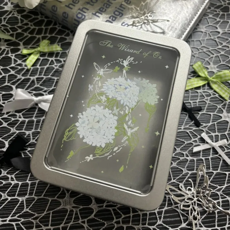 Plant Pattern Windowed Tin Box Storage Case Cute Desktop Organizer for Stickers Jewelry Craft Supplies Decor Ornament