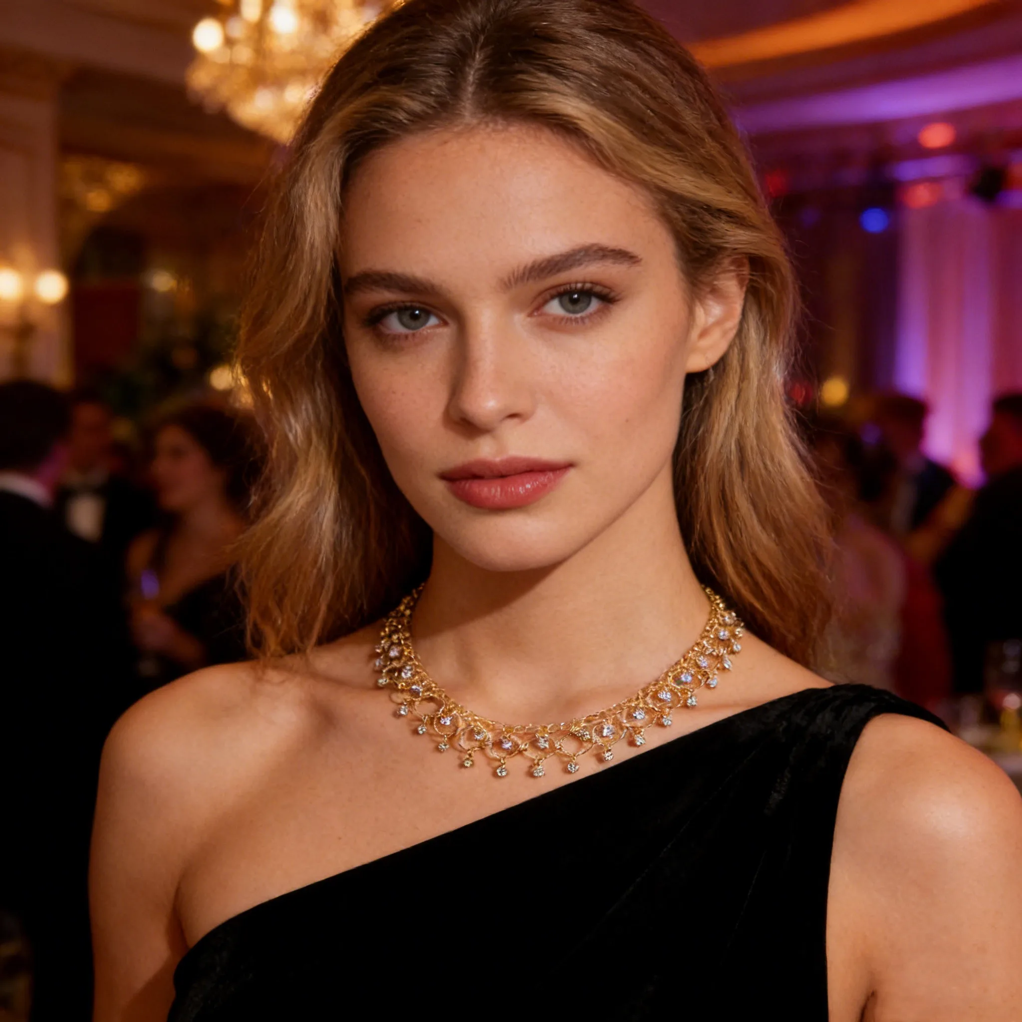 Modern Rhinestone Cut-Out Metal Necklaces With Glittering Tassels For Everyday Party Goers