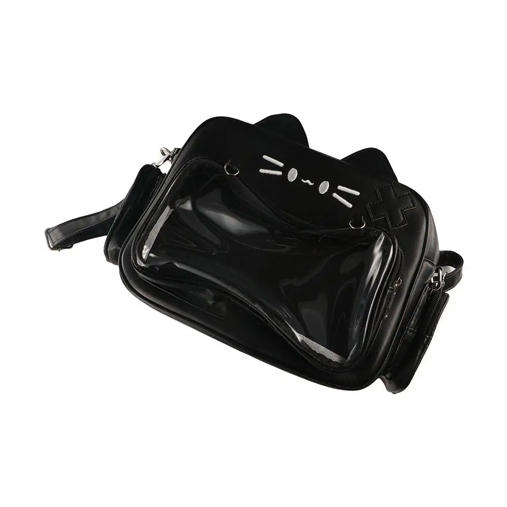 

Сумка-кошелек на молнии Kawaii Cat Itabag из ПУ с прозрачным карманом для хранения мерча айдолов, хлопковая сумка, модные рюкзаки для женщин