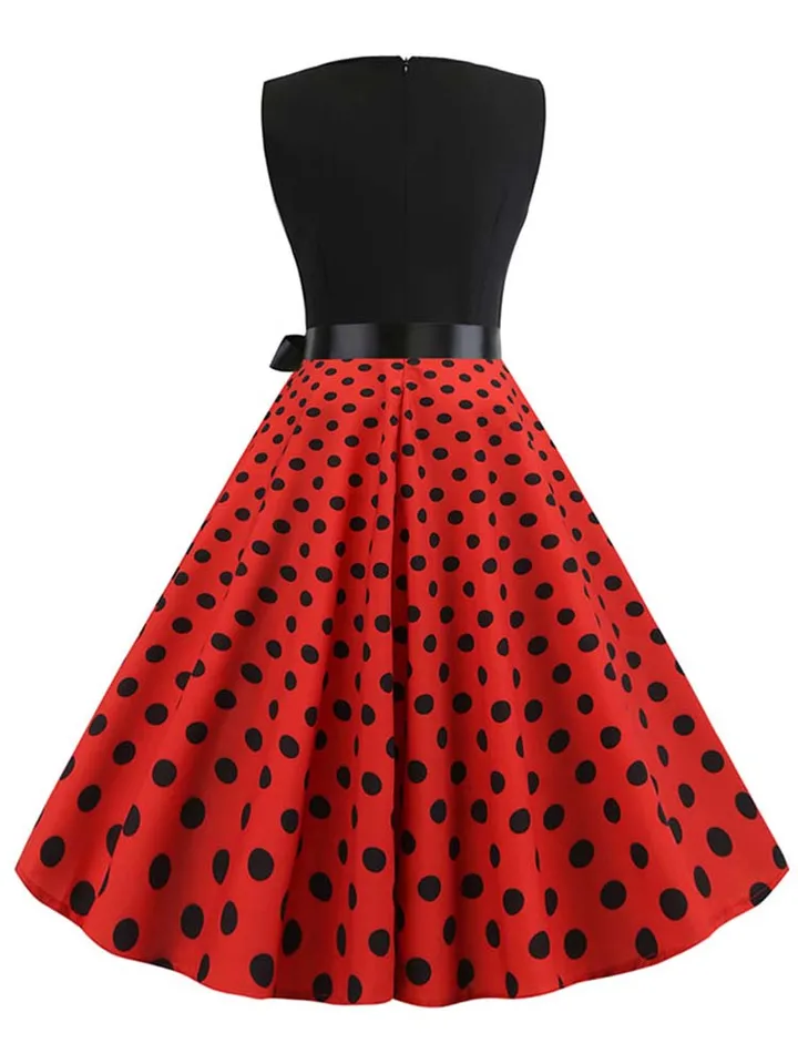 black polka dot red dress Boop! Polka Dot Bombshell Midaxi Mesh Dress – bebe main image 1