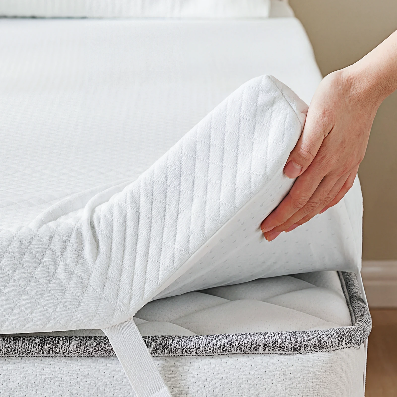 MCQ 4 Inch Mattress Topper with Cloth Cover Memory Foam Thick Gel Infused Cooling Toppers Pad Removable Cover Bed Topper