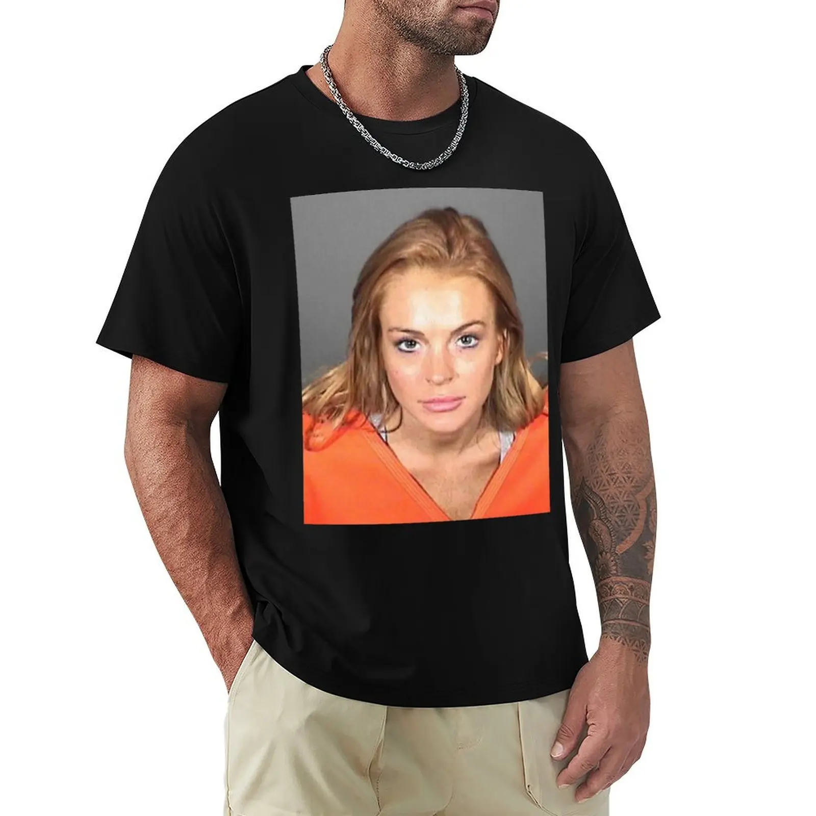 Lindsay Lohan 2010 Mugshot T-Shirt Casual Everyday Short Sleeve T-Shirt