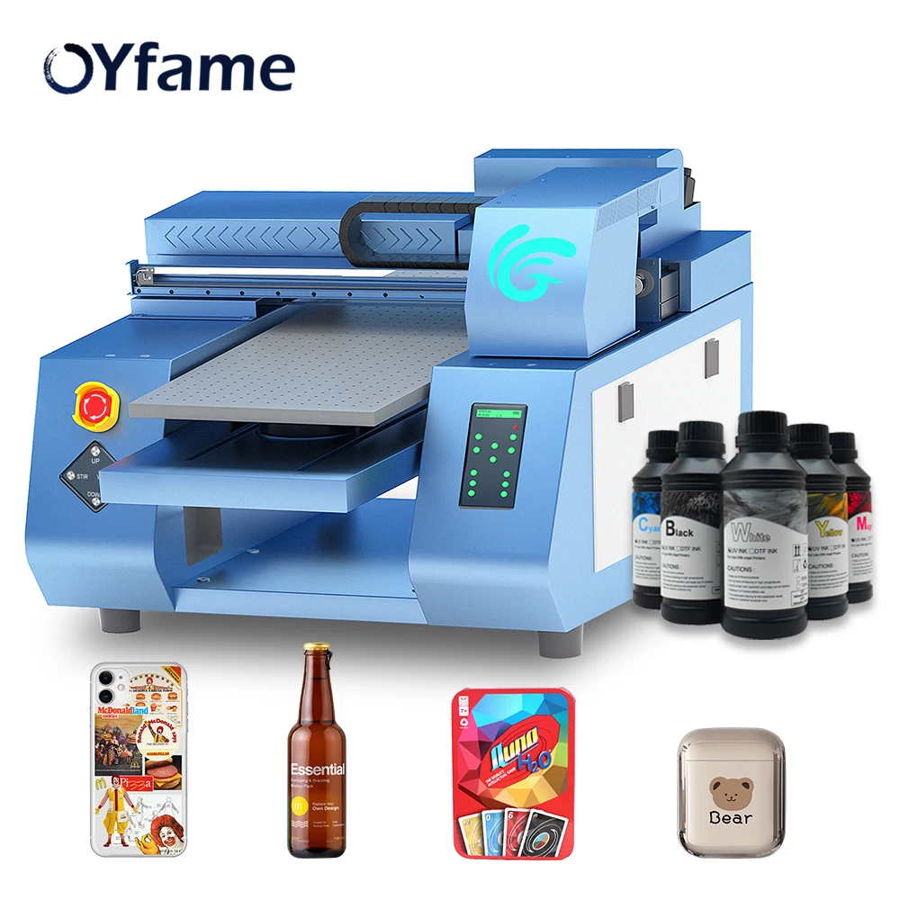 OYfame A3 UV Prtinter Machine UV Flatbed Printer A3 With Rotary XP600 Printer head for acrylic bottle uv printing machine uv ink