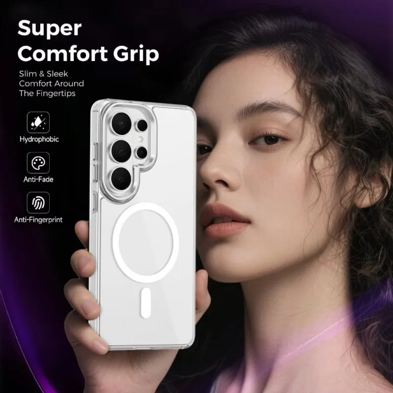 Funda para Samsung Galaxy S26 S25 S24 S23 S22 S21 Ultra, Carcasa Híbrida Magnética Transparente HD, Antiamarillamiento, Carga Inalámbrica, Resistente a Golpes