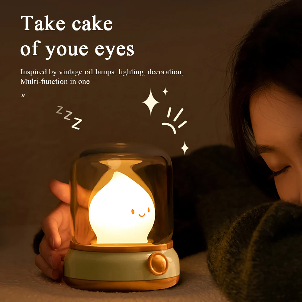 Kerosene Kids Night Light USB Rechargeable Dimmable Sleeping Lamp for Bedroom Decoration Gift Birthday