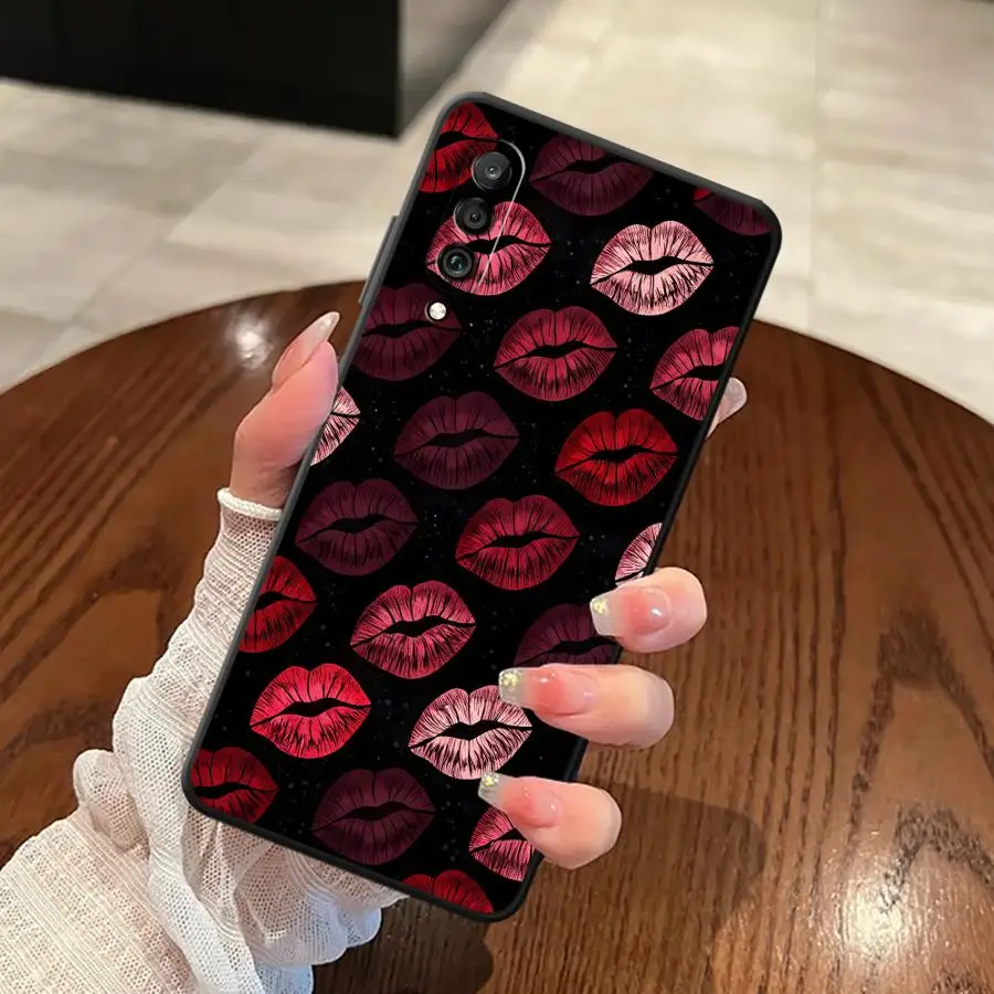 Lip Art Black Soft Shell Phone Case for Huawei P20 Lite 2018 P Smart 2019 P30 P20 Pro P20 P40 Lite 