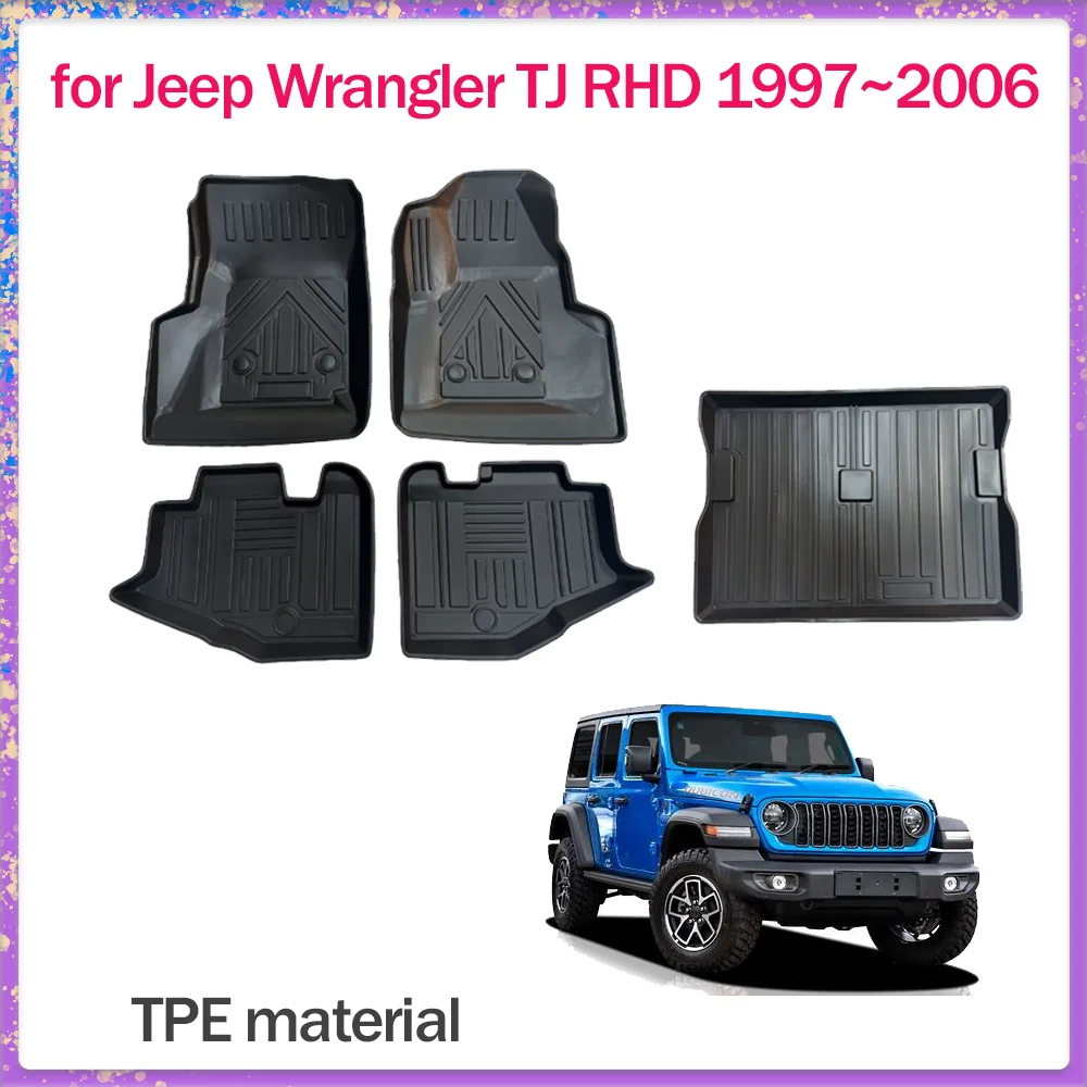 Floor Mat for Jeep Wrangler TJ 5door 1997~2006 1998 TPE Foot Interior Liner Waterproof Seats Trunk Pad Carpet Custom Accessories