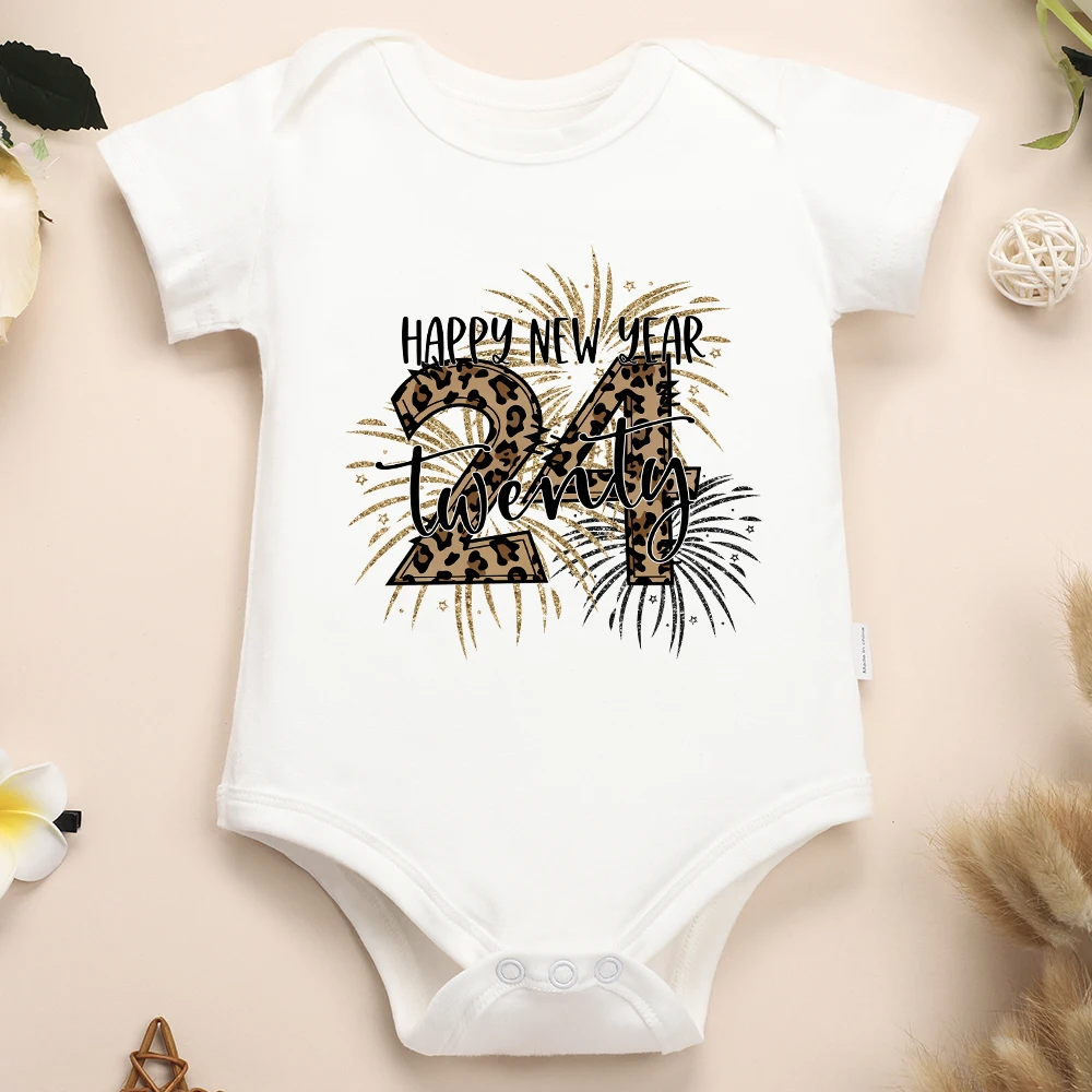 

Happy New Year 2024 Newborn Clothes Aesthetic Harajuku Cute Baby Boy Onesie Home Casual Comfy Cotton Toddler Girl Jumpsuit