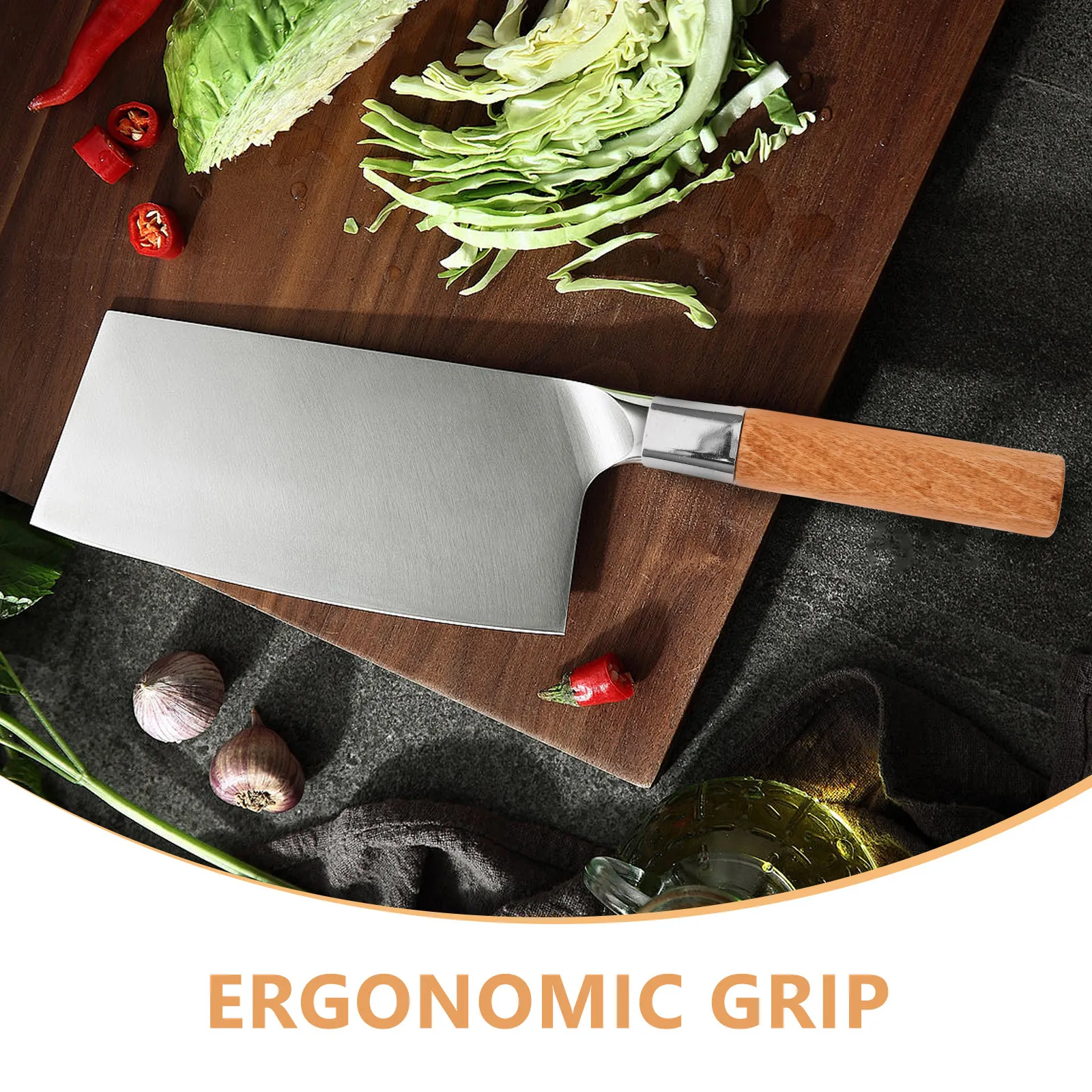 DIY Knife Handle Replacement Wooden Ergonomic Kitchen Cutter Handle Chopper DIY Repair Spade Handles Replacement Shaft