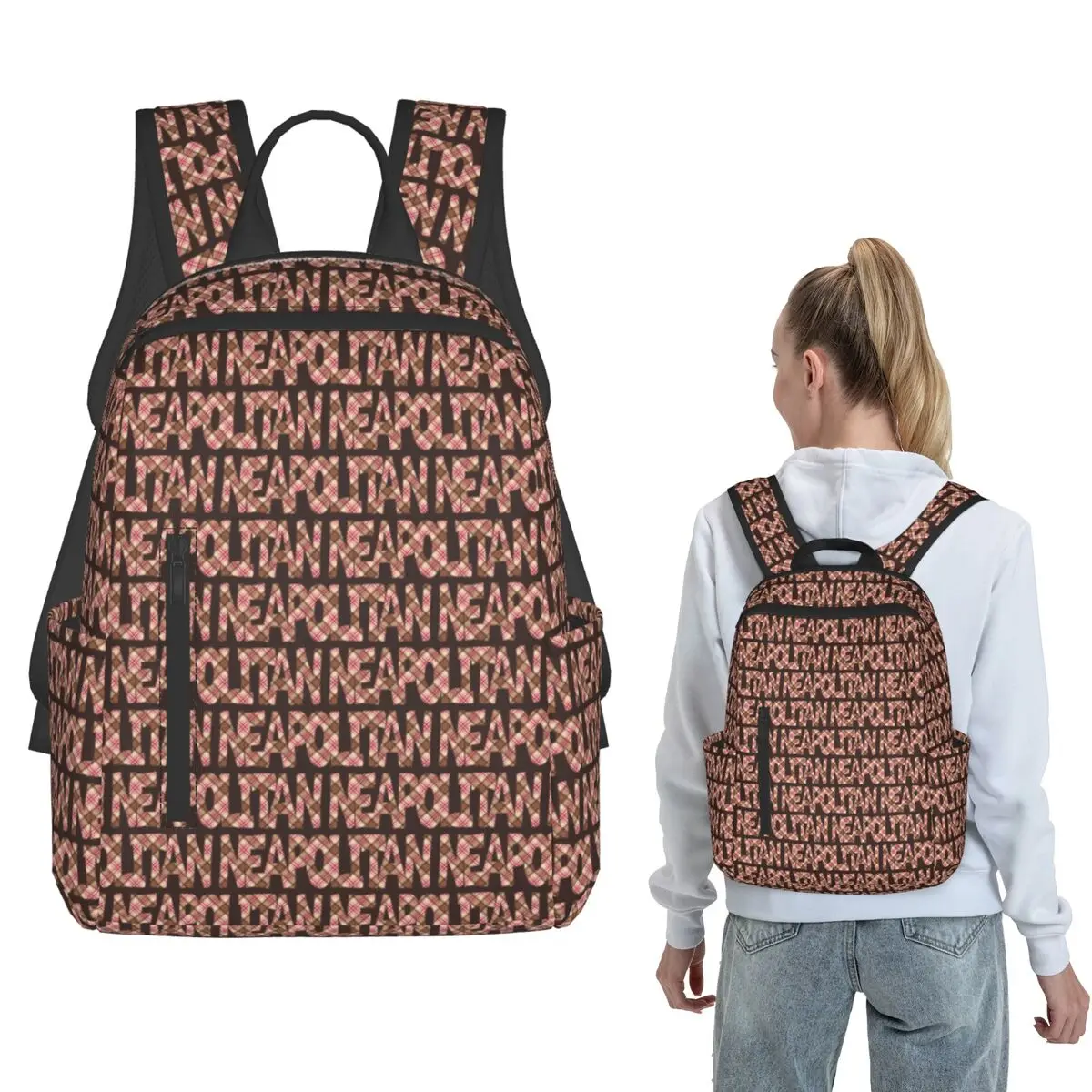 

Candy Neapolitan Plaid Backpack Large Capacity Children BookBag School Bag Shoulder Bags for Men Women