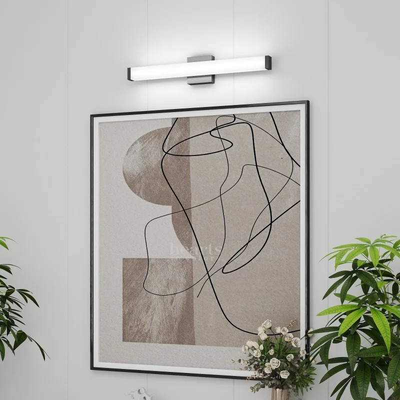 

25 Inch Black LED Vanity Light, 14W Dimmable Modern Bathroom Mirror Lamp, Waterproof Wall Sconce, 6000K Cool White Picture Lighting for Art Gallery & Display, AC100-120V