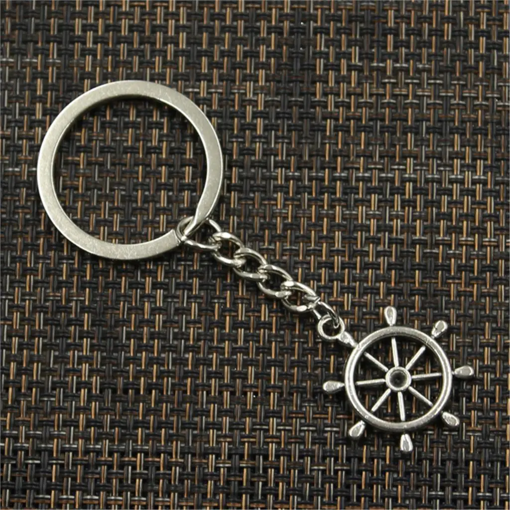 New Keychain 28x24mm ship\'s Wheel Helm Rudder Pendants DIY Men Car Key Chain Ring Holder Keyring Souvenir Jewelry Gift