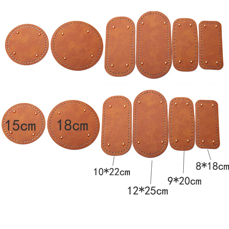 5 tamanhos feitos à mão inferior do plutônio couro feminino bolsa resistente ao desgaste retângulo acessórios peças para bolsa de tricô saco inferior