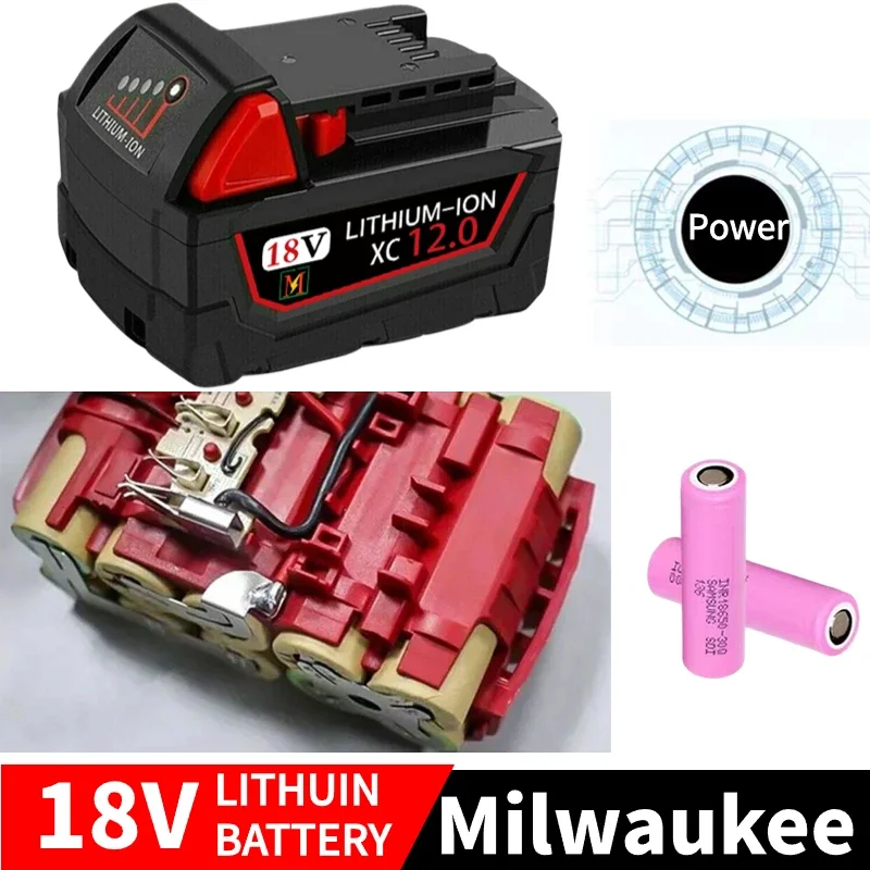 18V for Milwaukee M18 Battery M18B6 XC 9.0 Ah Li-Ion 48-11-1860 48-11-1852 Or Charger 48-11-1850 48-11-1840 Cordless Power Tools