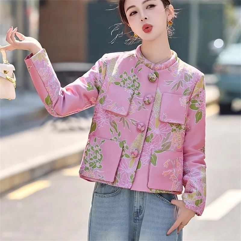 2026 New Small Fragrant Style Jacket for Women Spring Autumn Jacket Western-style New Chinese Style Short Printed Top Outerwear