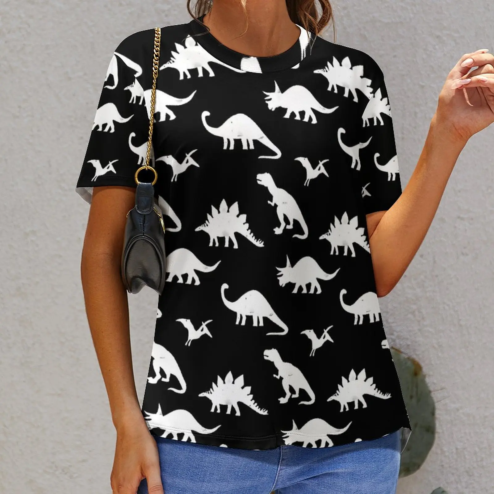 Dinosaurs T Shirt O Neck Cute Animal Big Size T-Shirts Short Sleeve Basic Tees Female Summer Funny Custom Tops