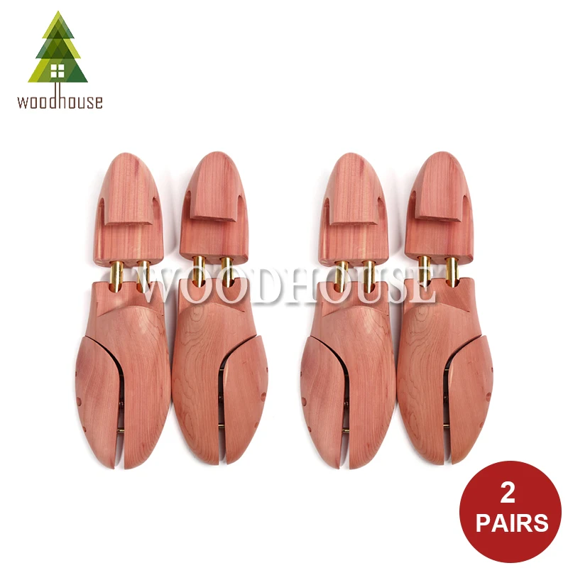 2-PACK Men's and Women's Twin Tube Adjustable Red Cedar Shoe Tree Wood Shoe Tree