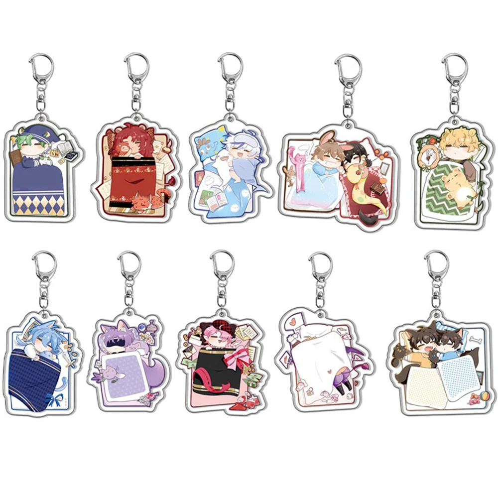 Anime Game Nu: Carnival Keychain Anime Sleeping Figure Eiden Aster Morvay Edmond Cartoon Key Chain Backpack Pendant Accessories