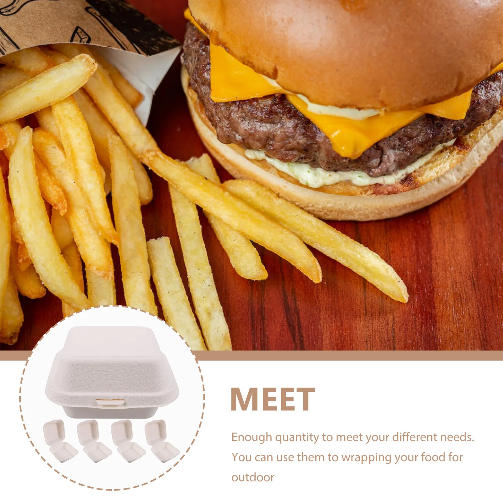 

50 шт., коробки для гамбургеров, легкие контейнеры для еды, одноразовая упаковка на вынос, упаковка для закусок, коробка для пикника, торта, лотки для гамбургеров