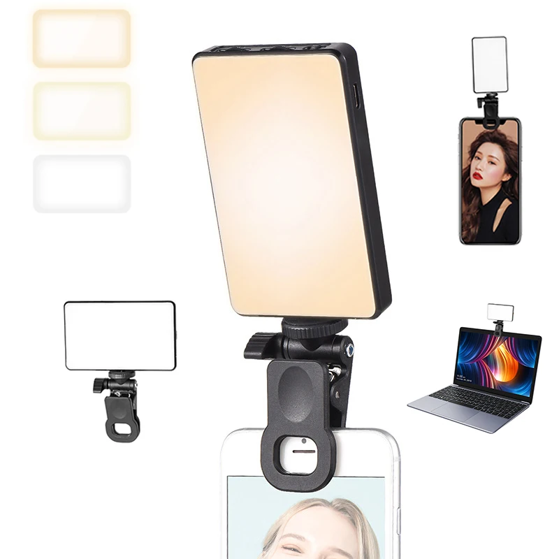 

Mini Clip-on Phone LED Light Selfie Light Dimmable for iPhone Samsung Huawei Xiaomi Smartphones Conference Photography Lighting