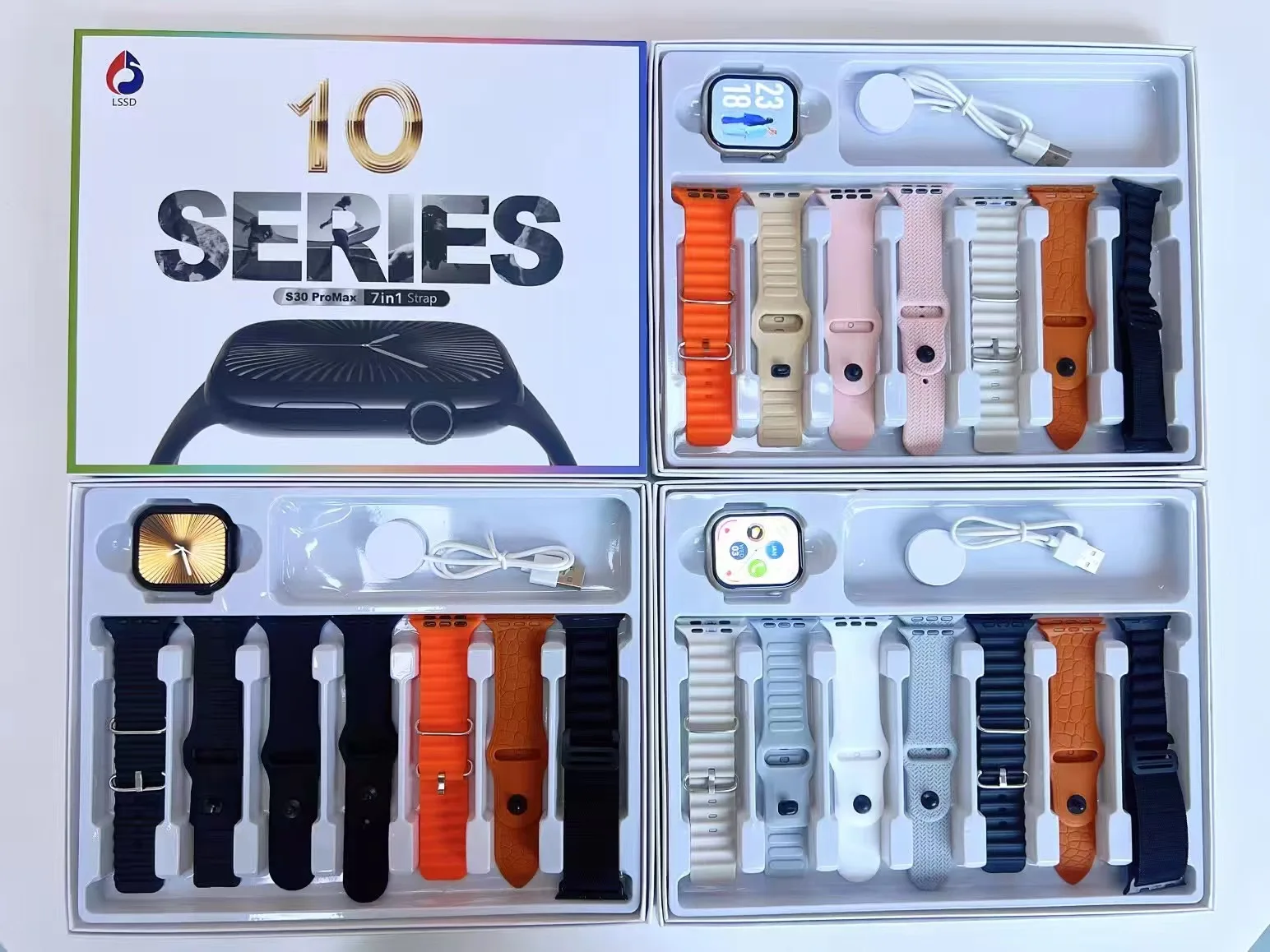 S30promax Smart Watch Series 10 infinite screen Version 7+1 Straps Newest Sports SmartWatch Bluetooth Phone Call Smart Bracelets