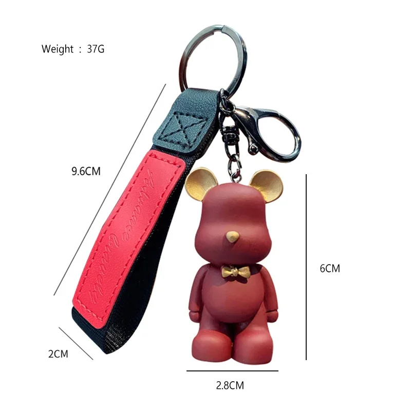 Cute Resin Keychain Charm Tie The Bear Pendant For Women Bag Car KeyRing Mobile Phone Fine Jewelry Accessories Kids Girl Gift