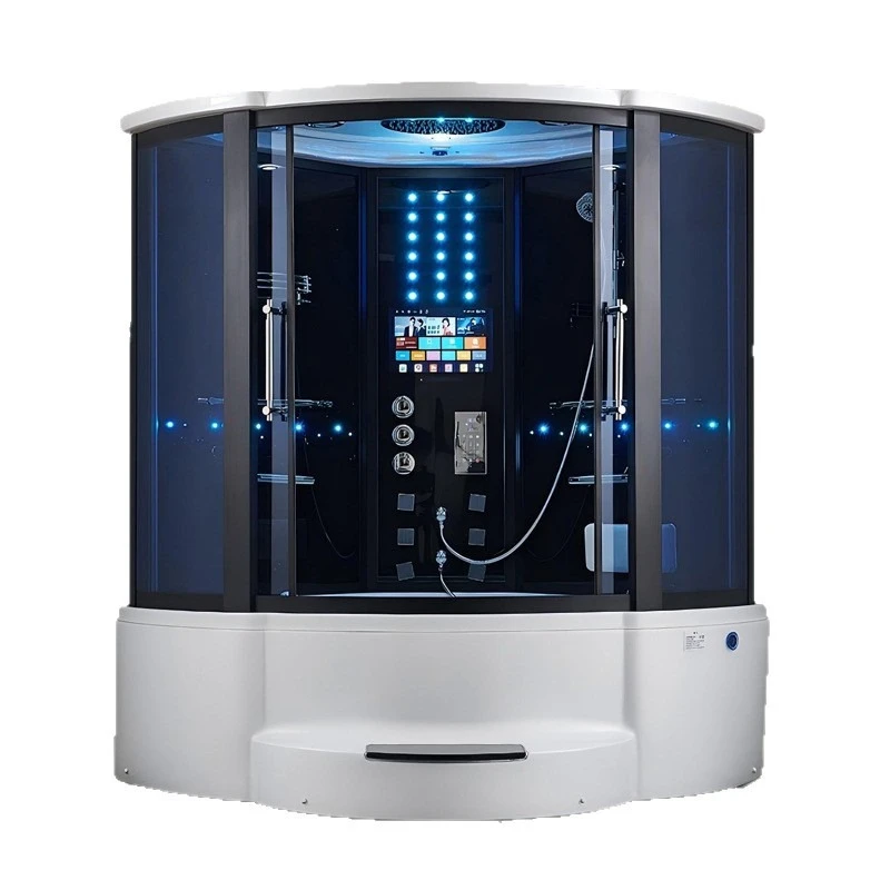 Fan-shaped 1.5m luxury, steam shower room, single double jacuzzi enclosed villa