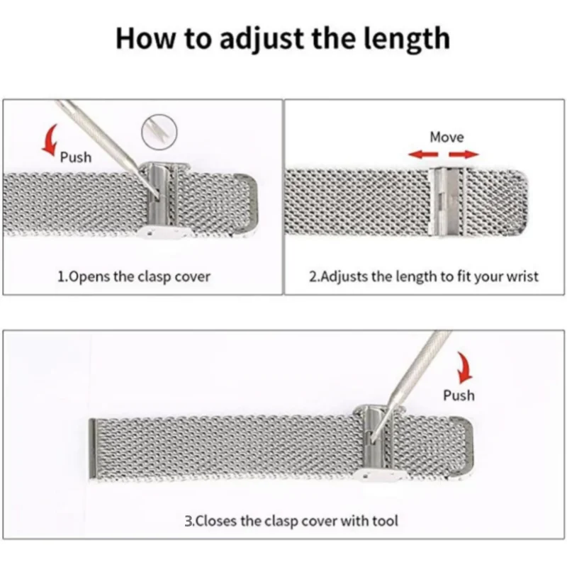 22mm 20mm Milan Loop Belt Quick Release Metal Mesh Belt for Samsung Galaxy Huawei Watch Universal Strap Flat Head