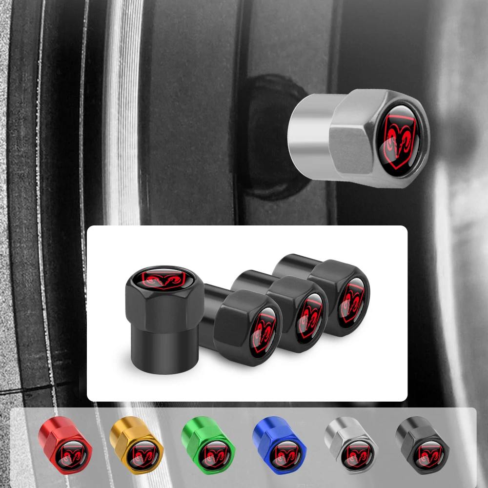 4 Tapas de Válvula de Neumático de Metal para Coche, Cubierta Protectora Contra el Polvo, Accesorios para Dodge Durango, Caliber, Dakota, Neon, SXT, Nitro, Ram, Dart, Colt