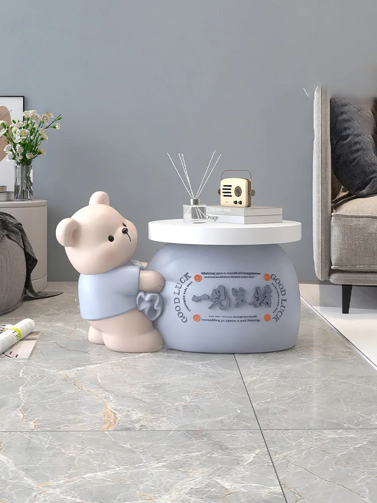 Nordic Designers Cartoon Bear Coffee Table Living Room Furniture Sofa Side Table Lucky Home Accessories Bedroom Bedside Tables