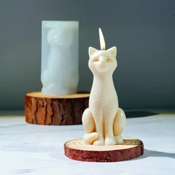 3D Long Neck Kitty Candle Silicone Mold Handmade New DIY Sitting Cat Aromath Wax Gypsum Crafts Resin Soap Making Mold Home Decor