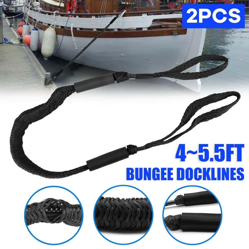 2pcs Bungee Dock Line Mooring Rope Bungee Docking Rope 4FT Rope Stretchable Mooring Rope Foam Float Fishing Boats Kayak Accesso