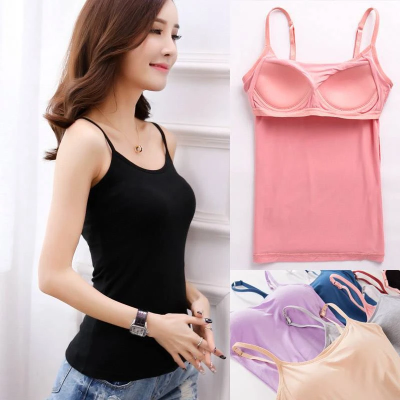 Fashion Padded Camisoles For Women Lady Sexy Comfortable Without Rims With Chest Pad Sports Home Camisole