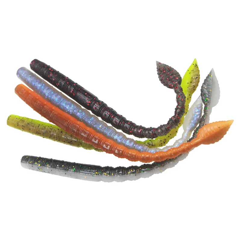 

10pcs 110mm Floating Surface Worm Material with Fishy Smell Stick Worm Needle Tail Dual Color Mandarin Fish Road Sub Bait Senko