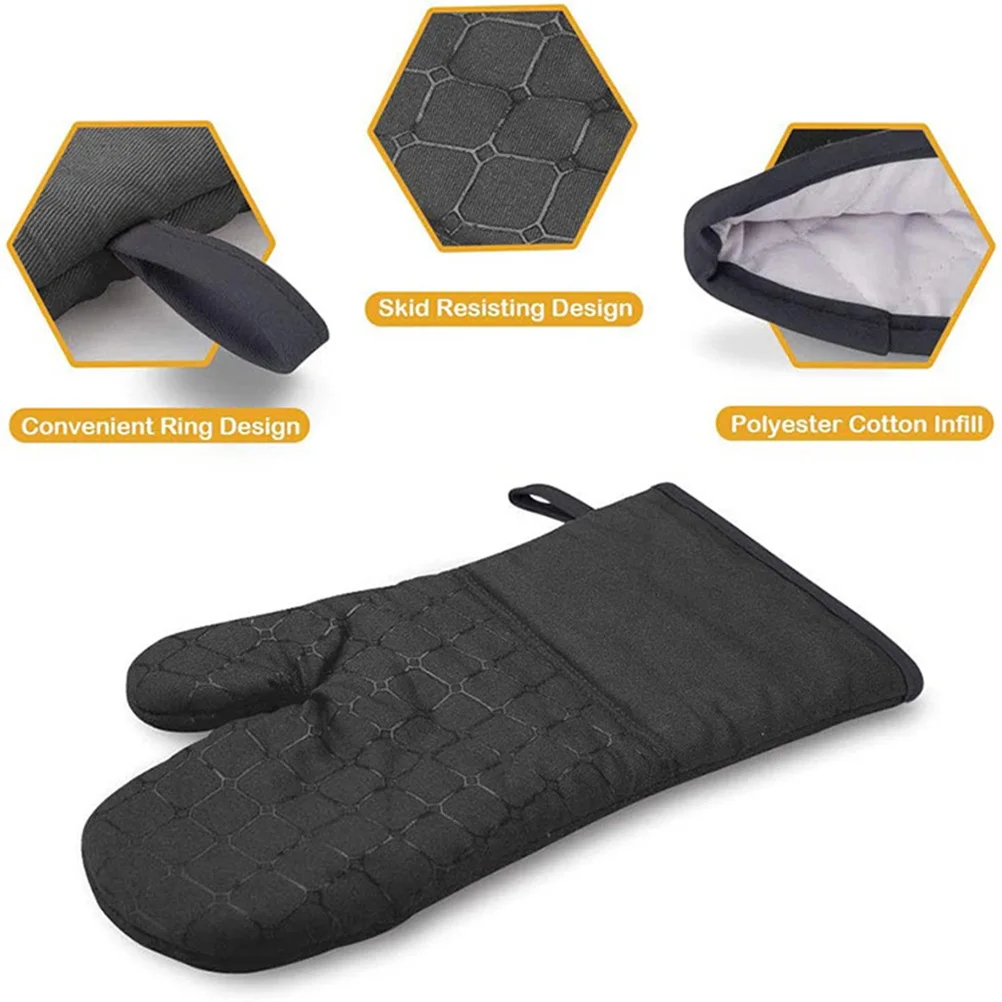 

Cotton Blend Insulated Oven Mittens Heat Protective Gloves Microwave Oven Glove Kitchen Accessory For Soup Cooking Barbecue 6pcs