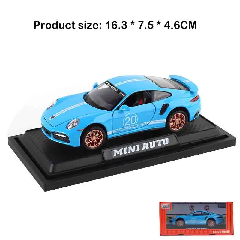 Modèle de voiture Turbo S 1:32 911, jouets en alliage moulé sous pression, voitures de sport, portes rétractables, son et lumière ouverte, véhicules d'ornement, cadeaux pour enfants