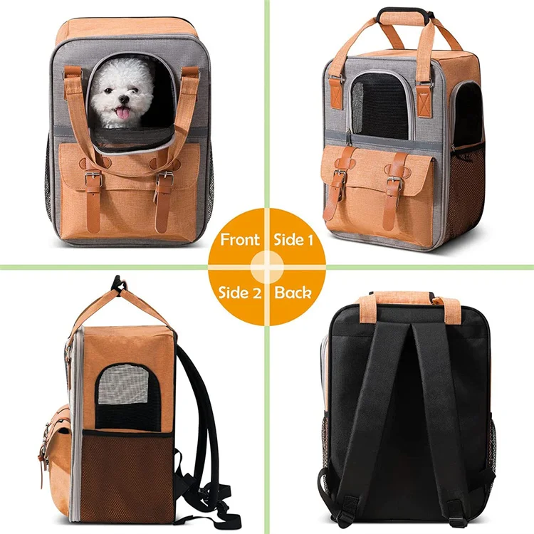 Airline approved Pet Transport Breathable pet Backpack transport bags Pet travel transport bags for small dogs and cats