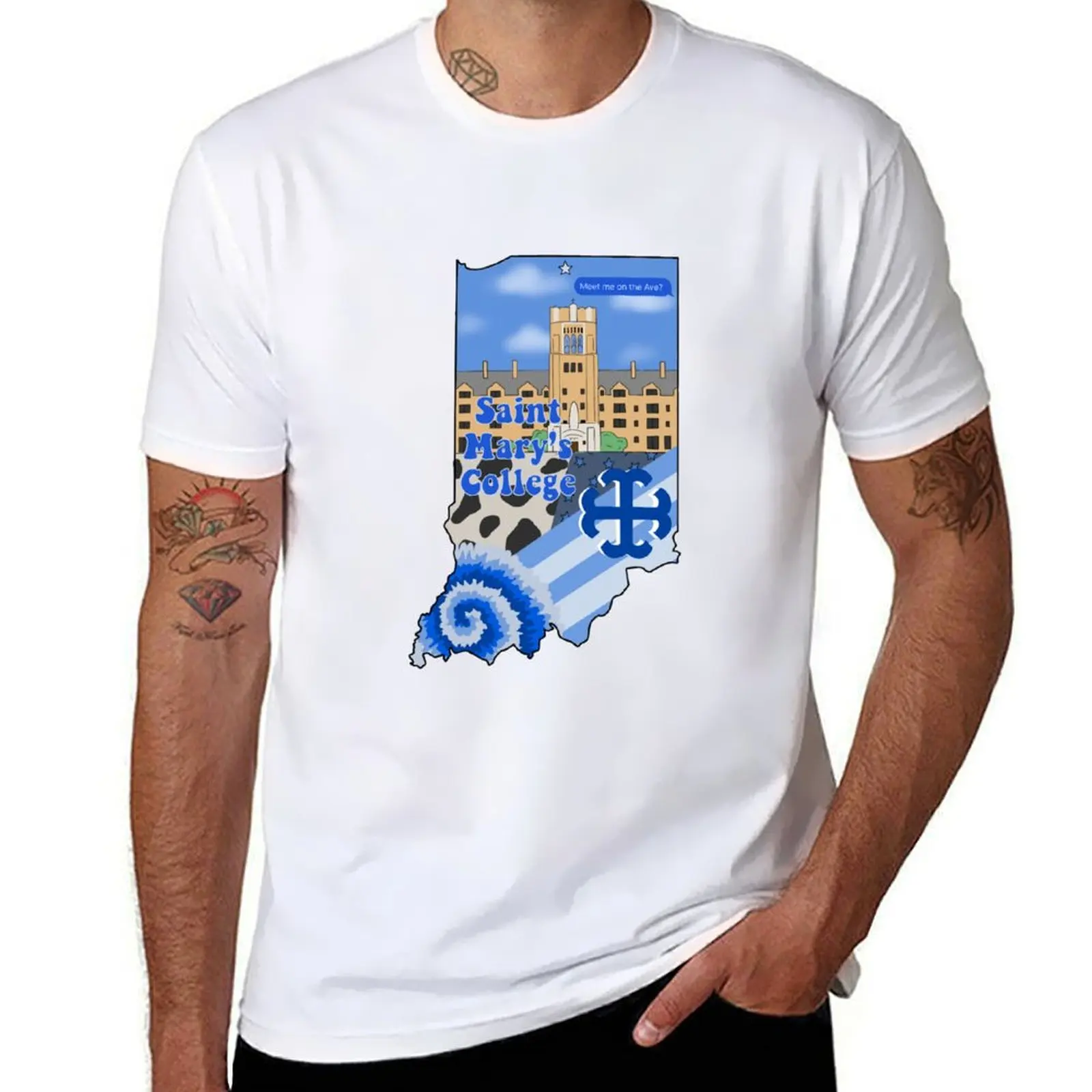 

Saint Mary’s College Indiana State outline T-Shirt printed t shirts for man man t shirt graphic T-Shirt