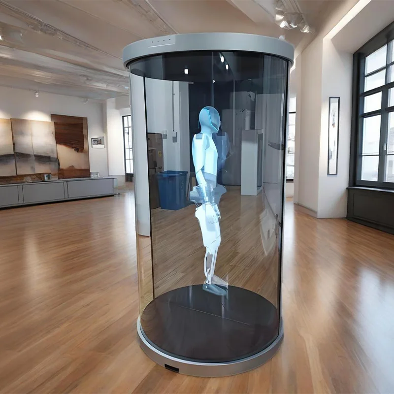 

3D Transparent Screen Cabinet 3D Holographic Display With AI Interaction HoloTube Cylinder Advertising Cube For Trade Shows