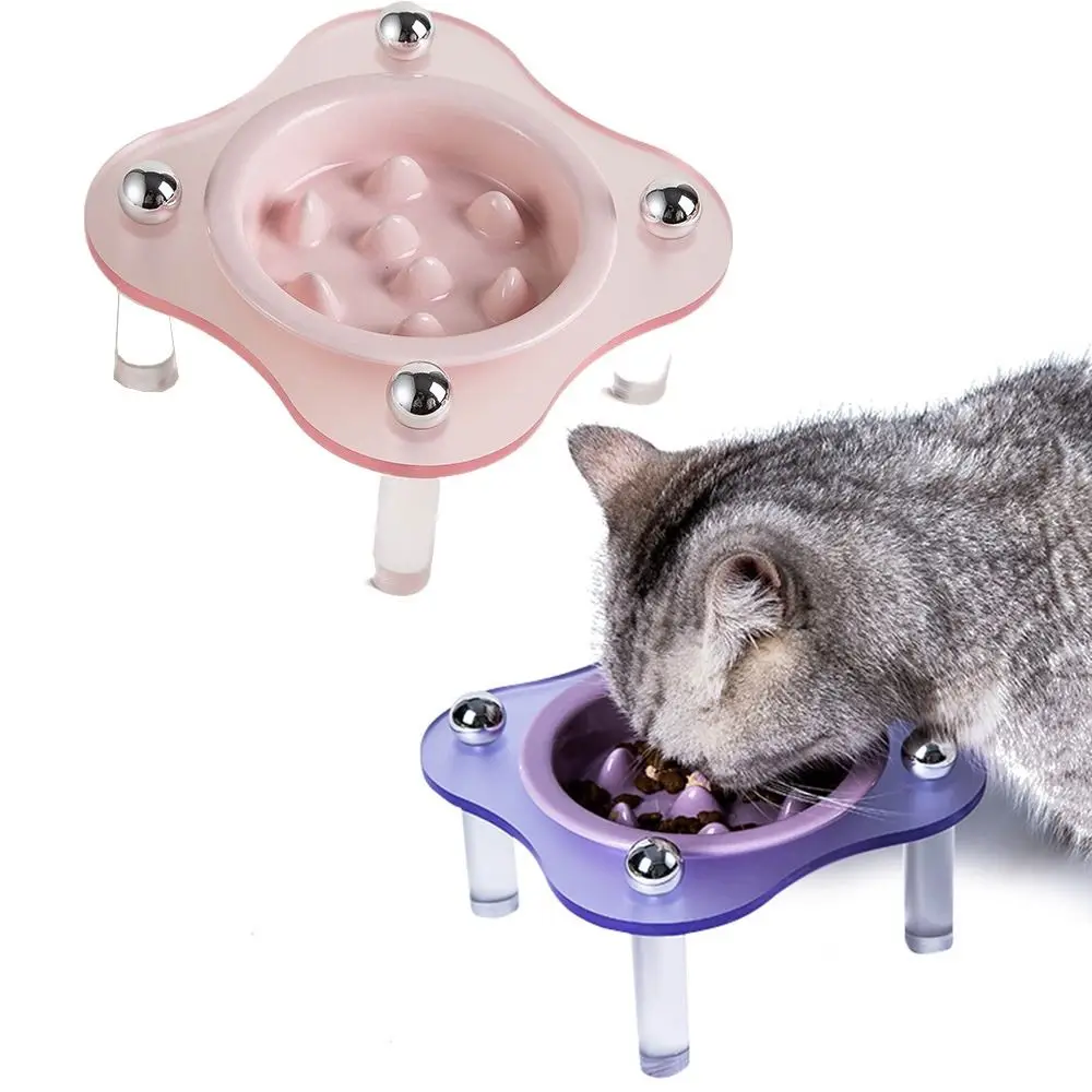 

Slow Down Eating Speed Slow Feeder Cat Bowl Anti Vomit Extra Wide Ceramic Cat Bowl with Rack Acrylic Bowl Holder Detachable