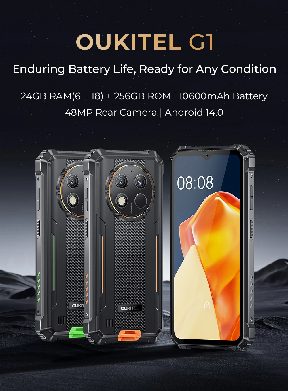 Oukitel G1 Smartphone Robusto Android 24GB (6+18)+256GB 10600mAh