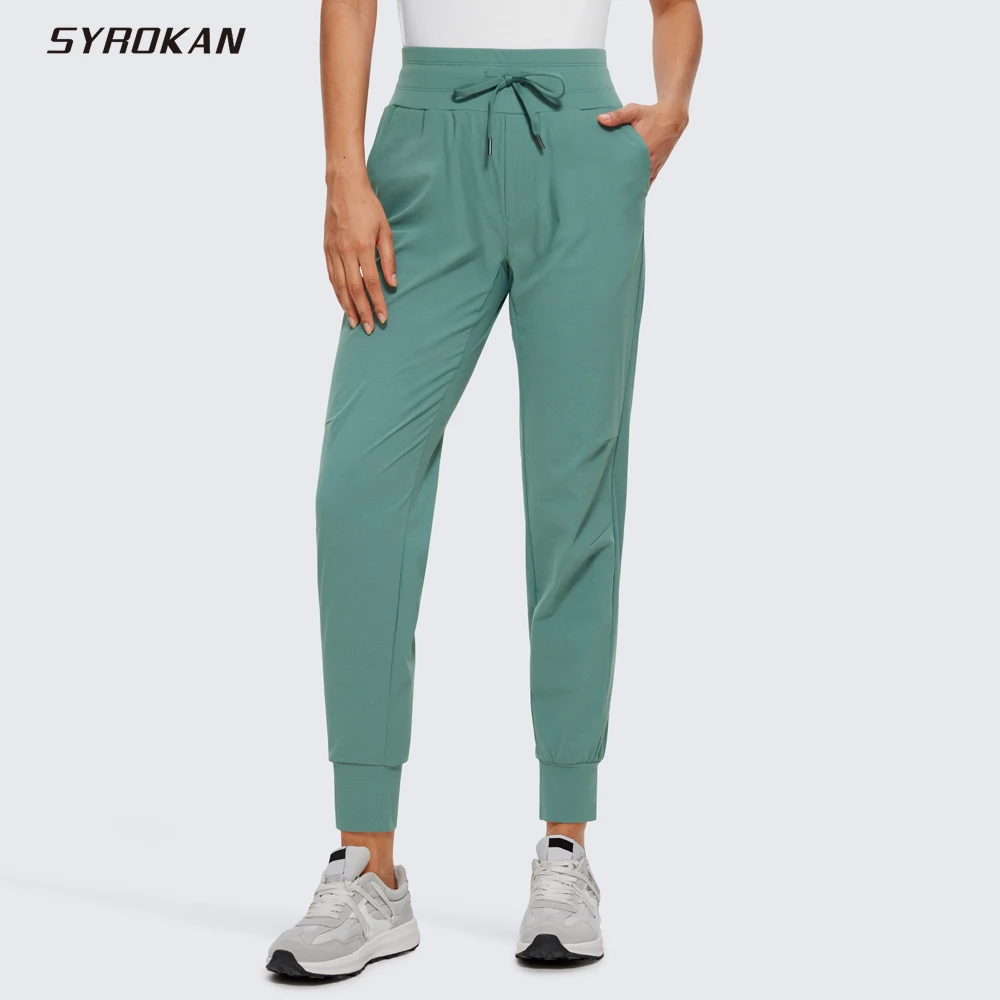 SYROKAN Women's High Waisted Lightweight Athletic Joggers 27.5