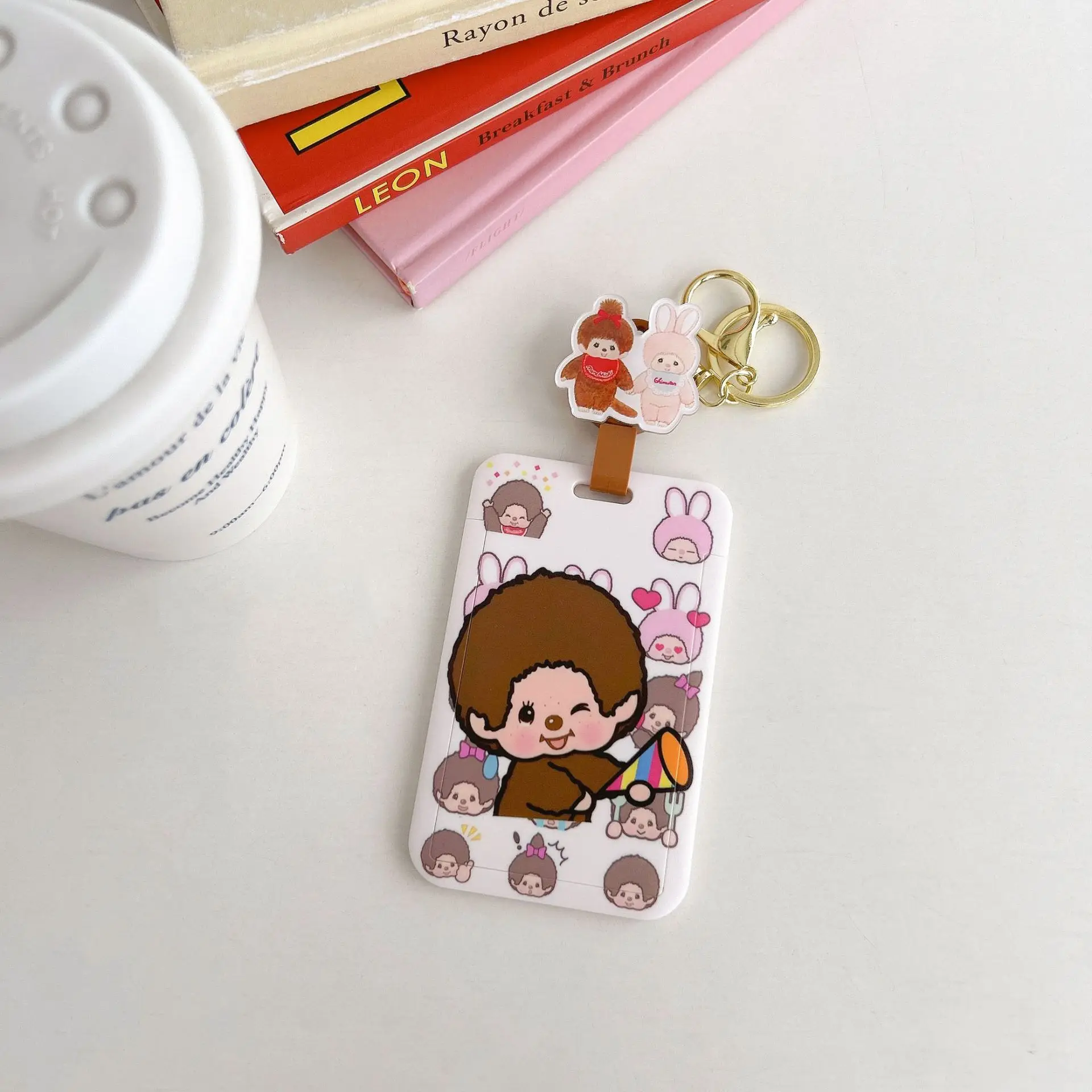 

New model Monchhichi Keychain Yangchengtong Bus Card Cover Campus Meal Card Access Card Expansion Card Cover
