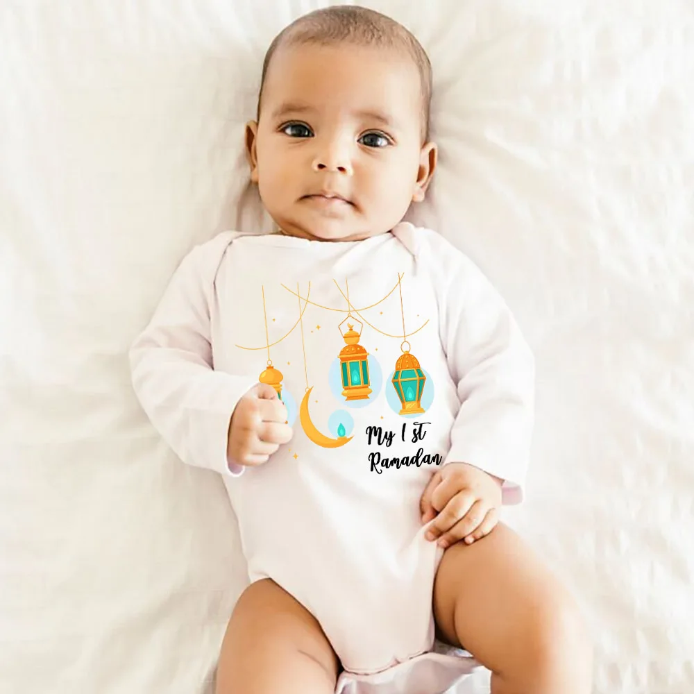 

My First Ramadan Infant Bodysuit Long Sleeve Crew Neck Baby Romper Girl Boy Newborn Jumpsuit 1st Ramadan Baby Clothing